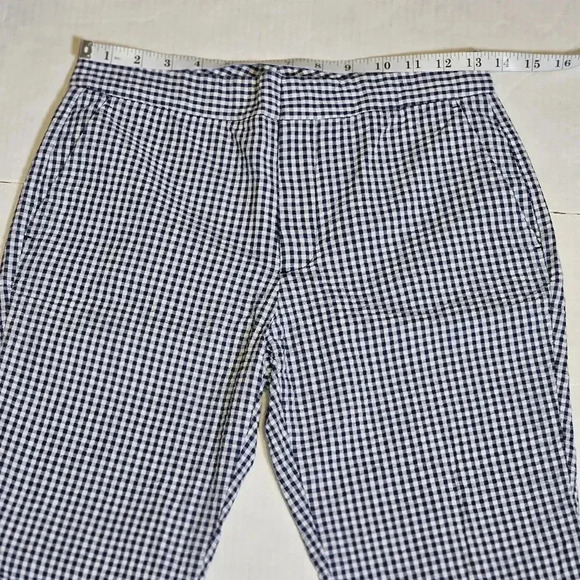 Zara Blue/ White Gingham Straight Leg Pants W Pockets Sz 2 - Picture 6 of 9